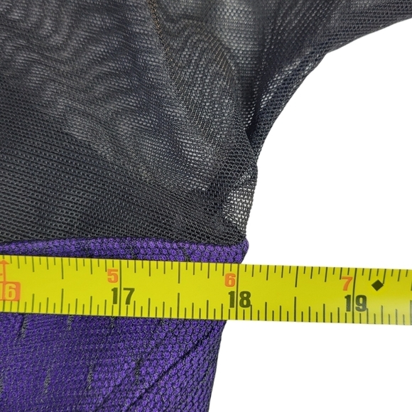 BCBGMaxAzria Mini Dress Size 12 Mesh Long Sleeves Cut Outs Persian Blue Black - Picture 10 of 12